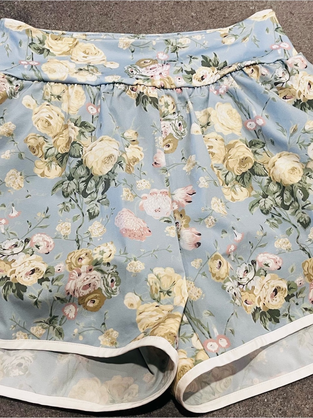Tuckernuck Blue Floral Athletic Shorts with Cream Roses